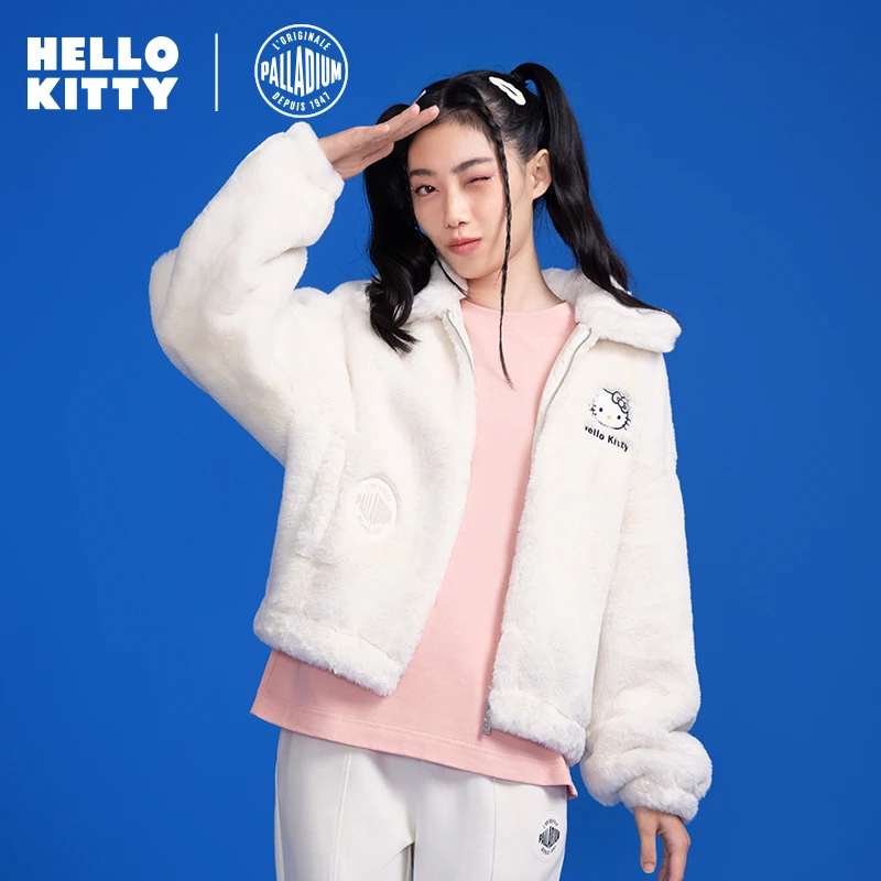 【HELLO KITTY 联名款】帕拉丁冬女休闲潮流长袖翻领针织外套199817