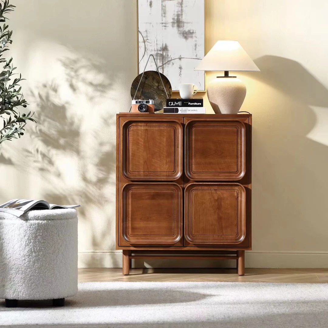 DS-Y541【中古风】樱桃木卡勒瓦拉边柜高柜全实木（800*450*960H）