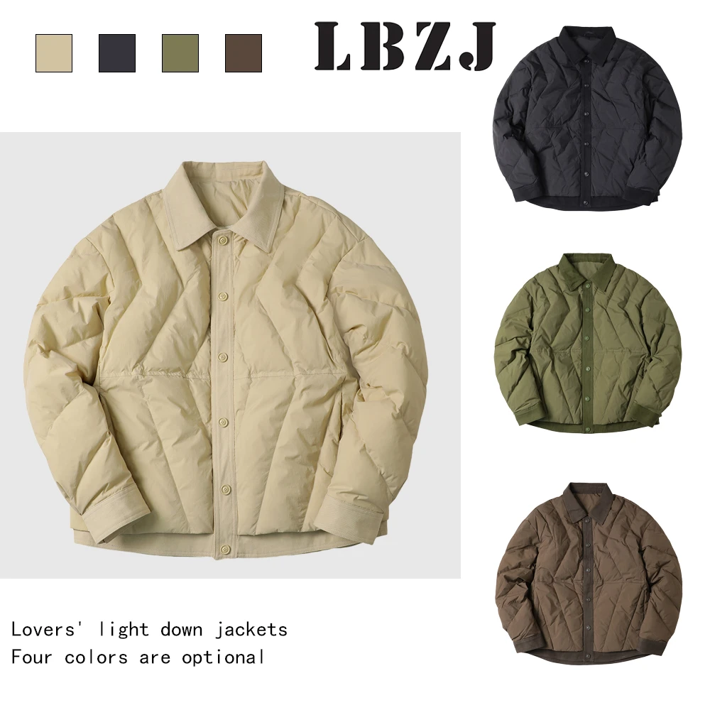 兰博之嘉•冬季轻薄羽绒服 短款时尚休闲百搭复古保暖潮流翻领外套