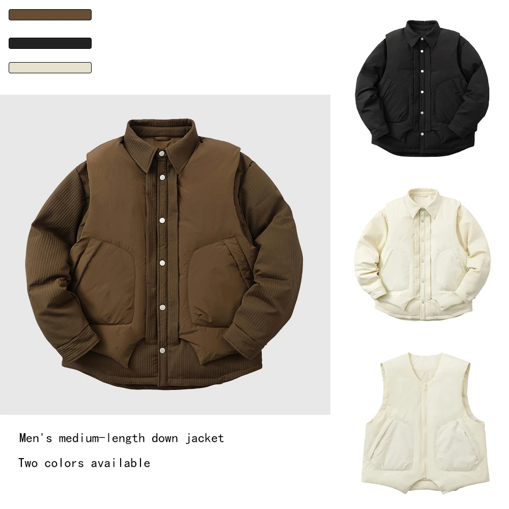 情侣俩件套羽绒服男士冬季时尚百搭潮流保暖日系休闲短款加厚外套