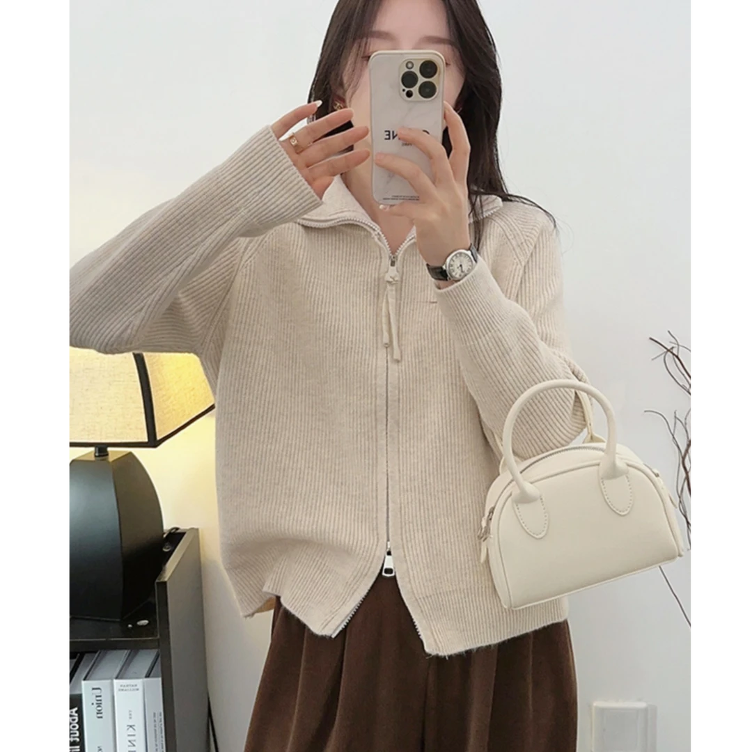 5024气质百搭毛衣针织开衫女新款外搭洋气小个子上衣针织纯色