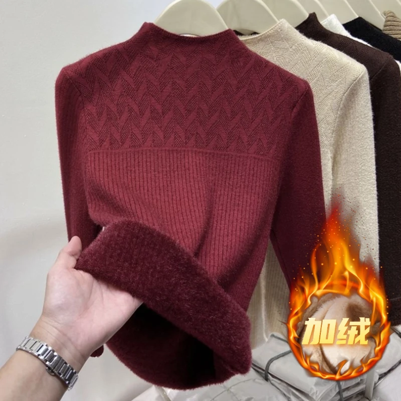 5078加绒加厚百搭显瘦气质时尚显瘦针织宽松针织开衫毛衣秋冬