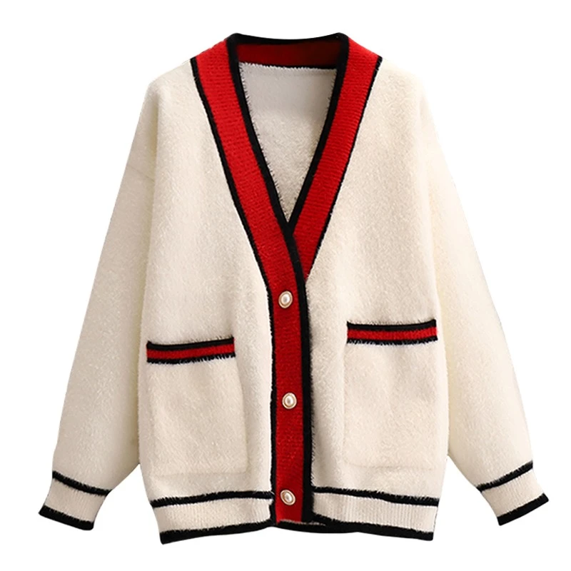 2111小香风时尚百搭双面绒外套韩版宽松外套开衫毛衣气质