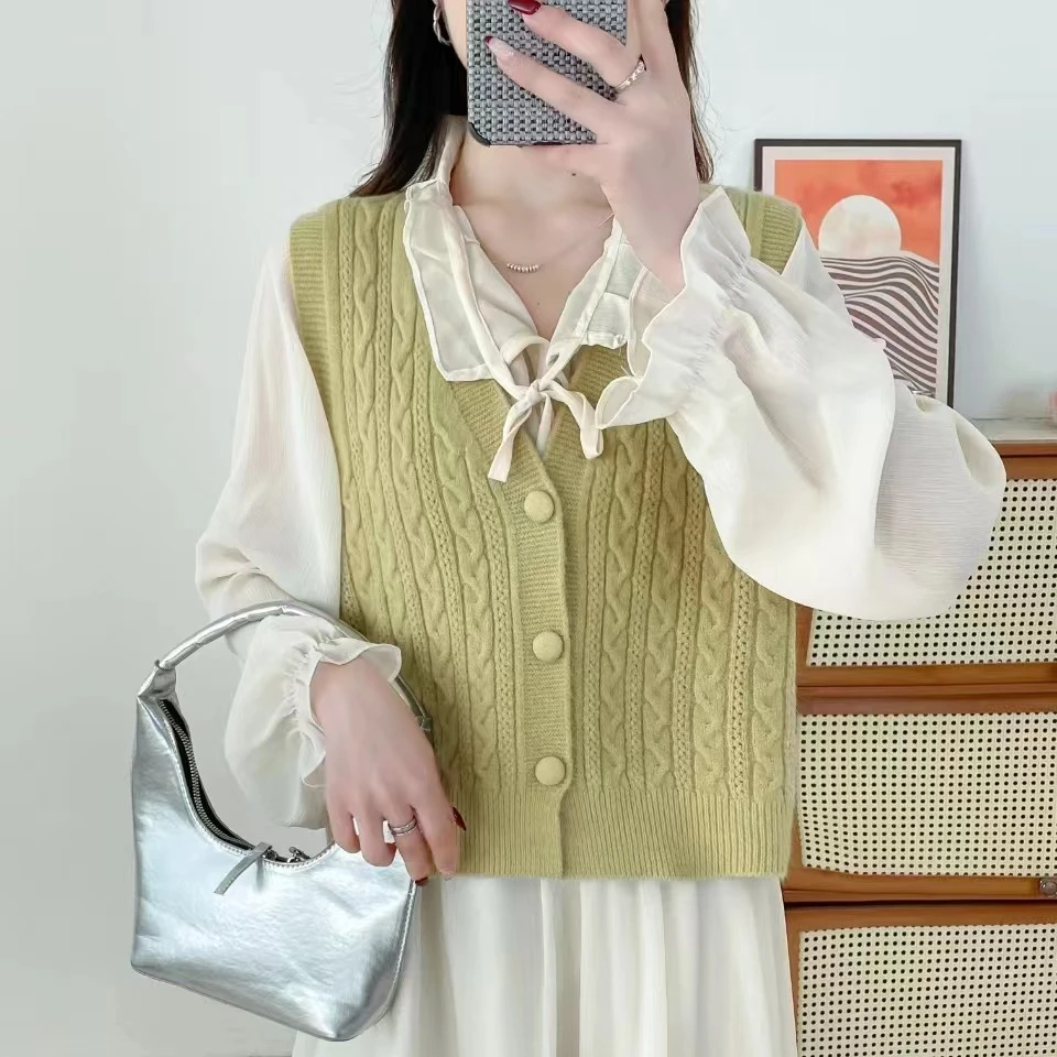 1683马甲背心宽松大码针织衫百搭套头时尚新款薄款打底休闲