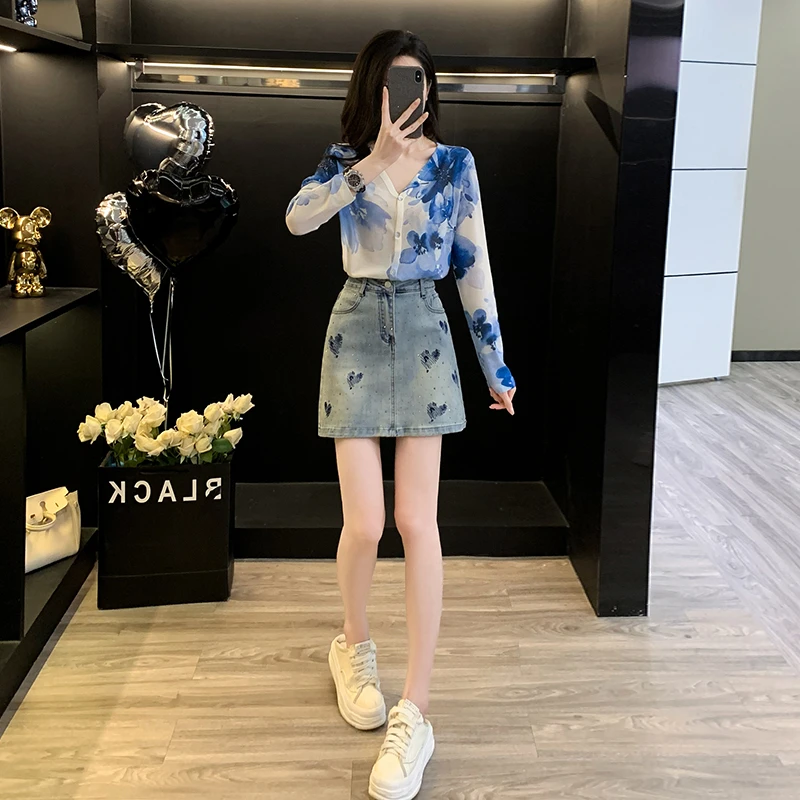 2025春季新款微透长袖开衫空调上衣时尚防晒衣薄款v领外搭套装女