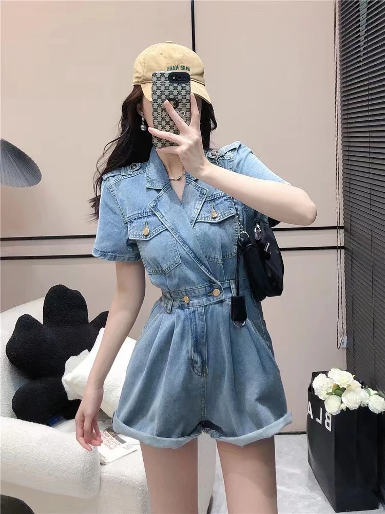 牛仔连体裤按主播说的拍