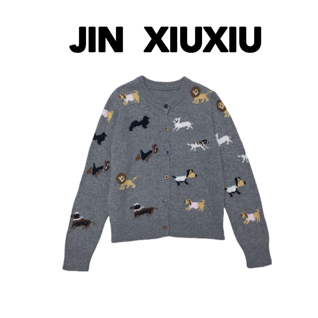 【金秀秀】【欢乐狗狗】【深圳出品】1434秋冬新款毛衣开衫