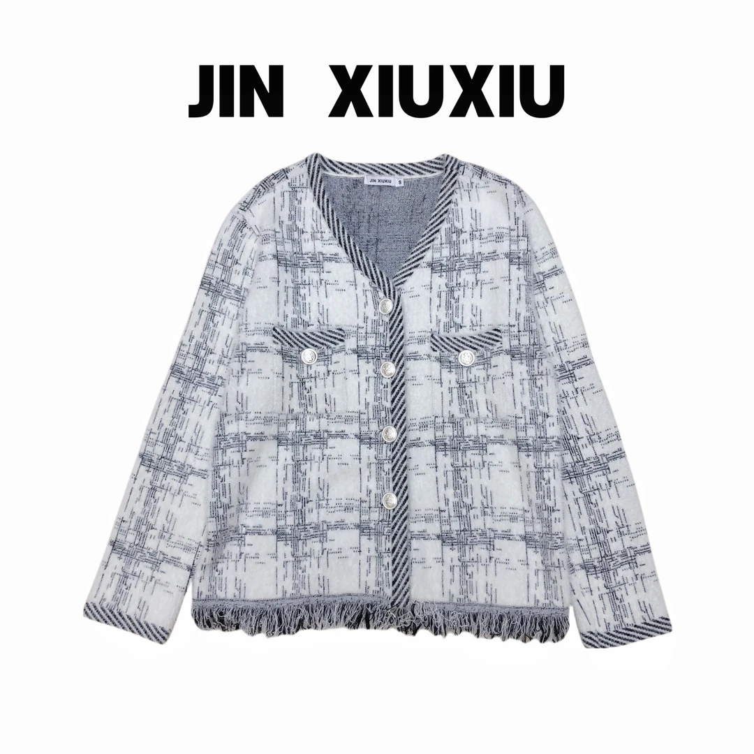 【金秀秀】【韩国小香】1151韩国东大门新款气质流苏边小香风开衫