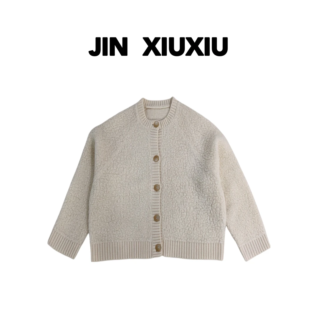 【金秀秀】【深圳出品】1330秋冬新款圆领单排扣针织开衫