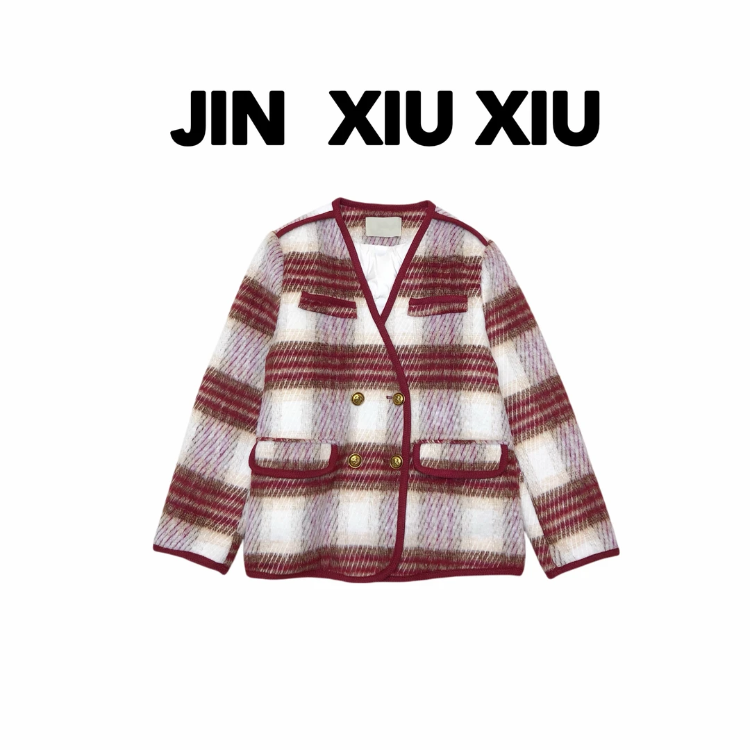 【金秀秀】【100羊毛白鹅绒】【深圳出品】759秋冬新款双排扣羽绒外套