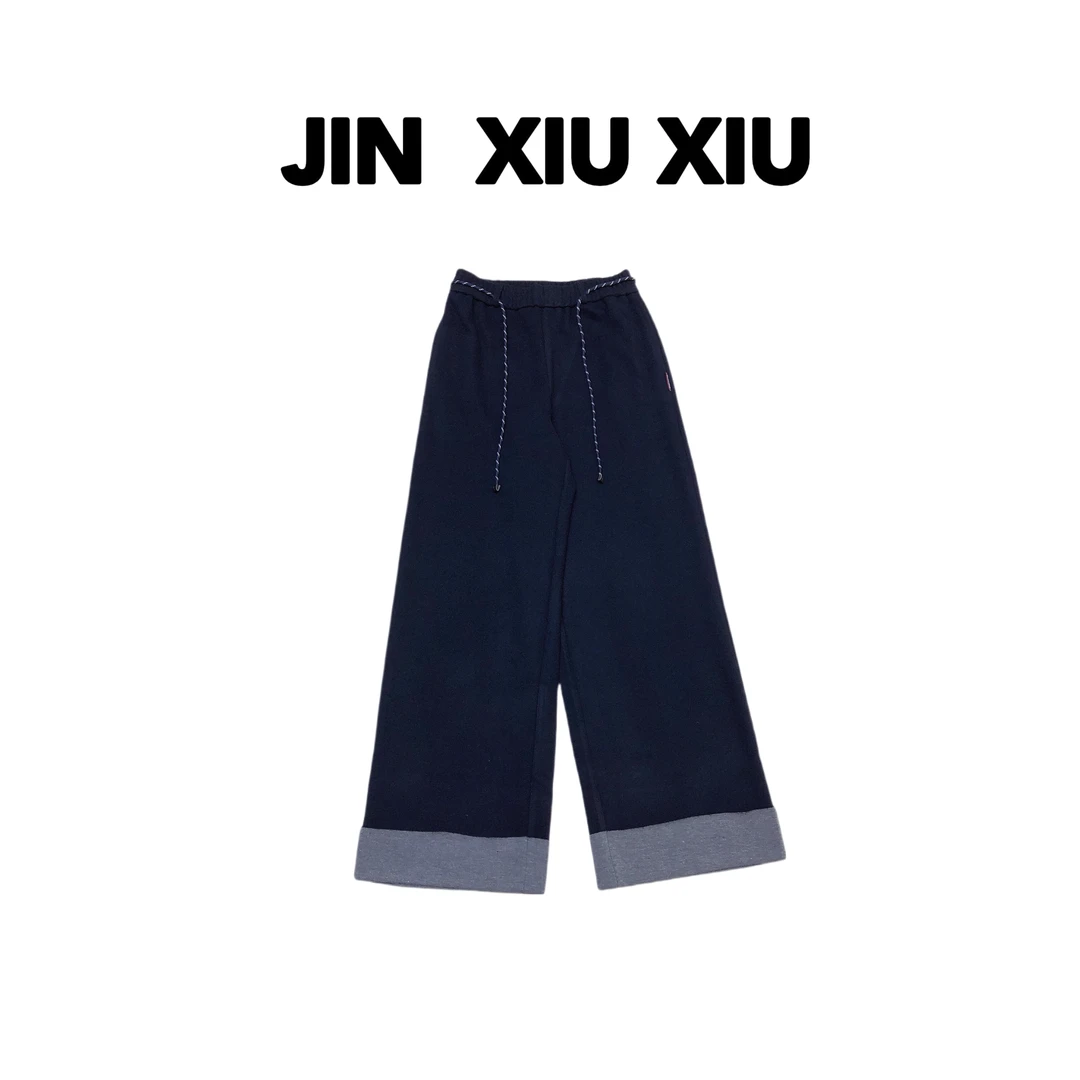 【金秀秀】【深圳出品】390秋冬新款松紧腰纯色直筒休闲裤