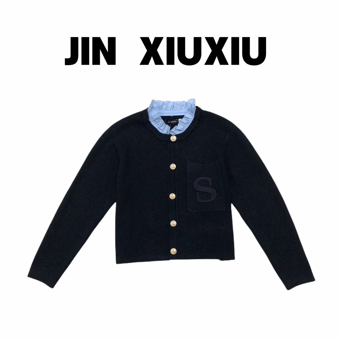 【金秀秀】1468韩国东大门新款小香风褶皱木耳领上衣