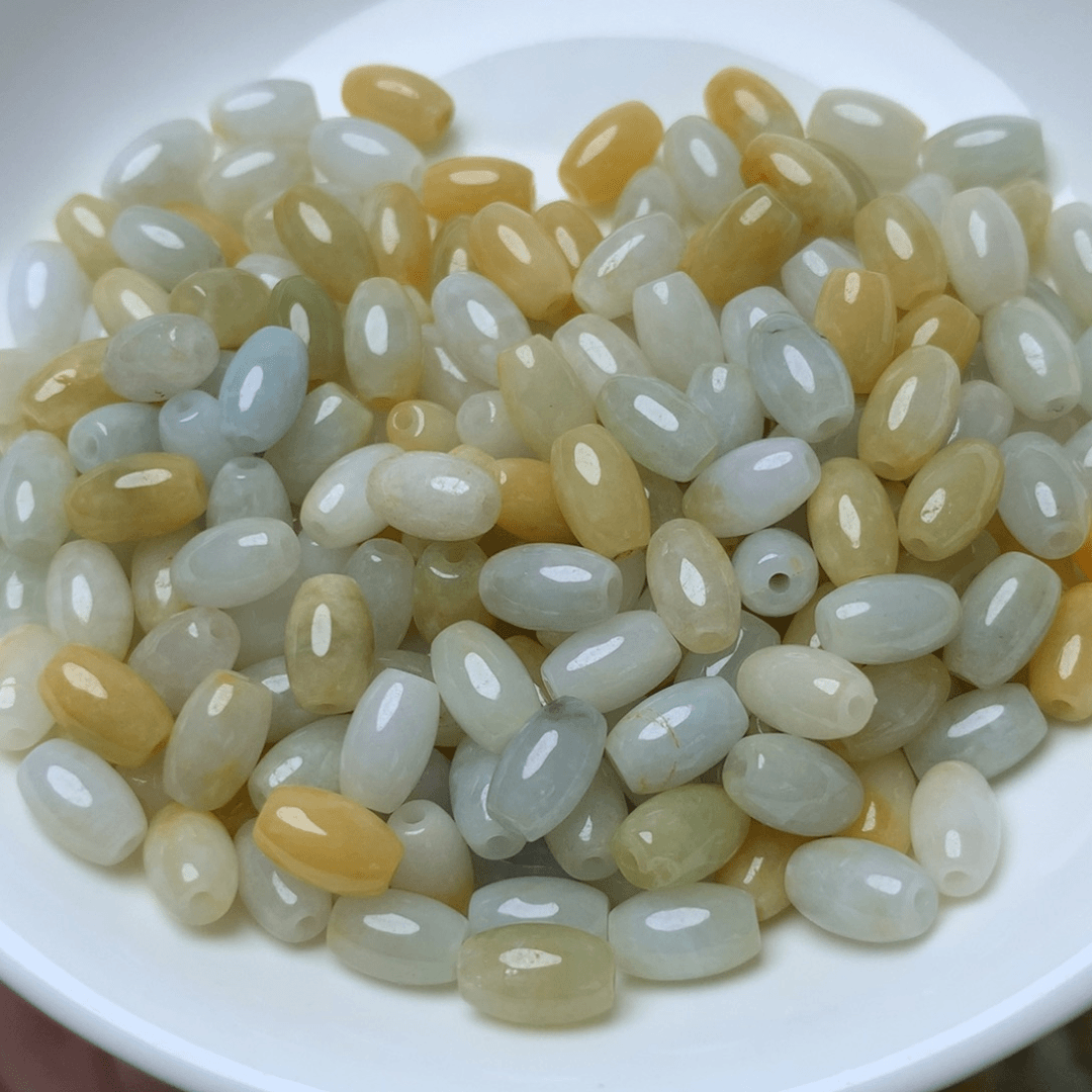 【闪购商品】翡翠手链未镶嵌卡5乘8黄白米珠100颗