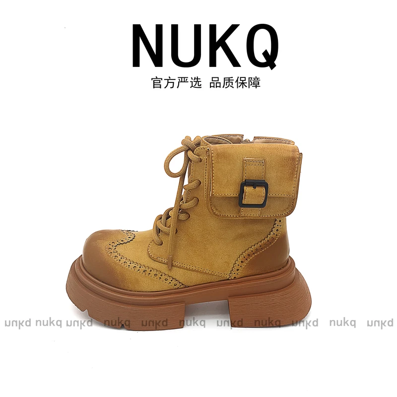 擦色做旧马丁靴 【大悦严选】休闲时装马丁靴时尚厚底系带短靴复古