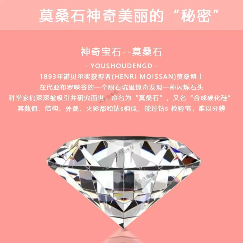 925银莫桑石戒指 【莫桑石主石链接】50分-5克拉  钻+拖/合成碳硅石