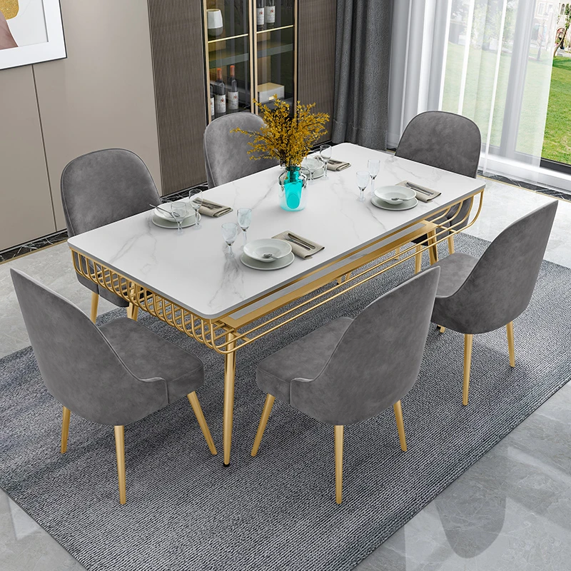 源艺佳长方形双层大理石餐桌小户型家用双层岩板饭桌子现代吃饭桌