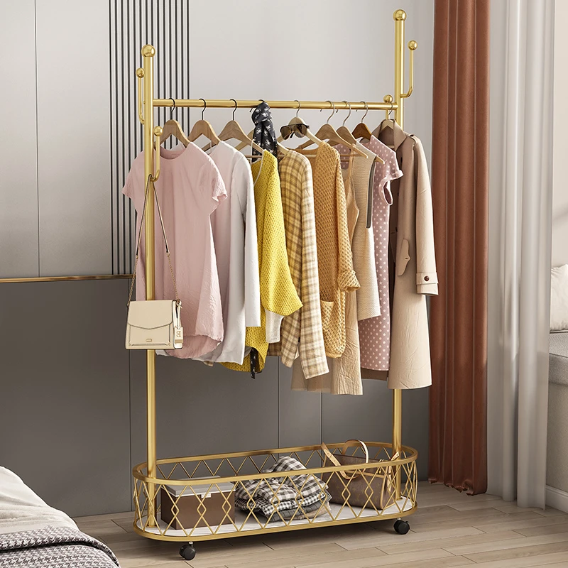 源艺佳【618提前购】北欧落地衣帽架可移动收纳架置物架衣服架