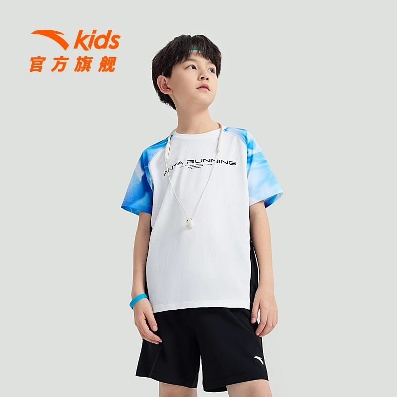 安踏儿童运动套装2024年夏季新款男大小童亲肤柔软舒适休闲百搭款