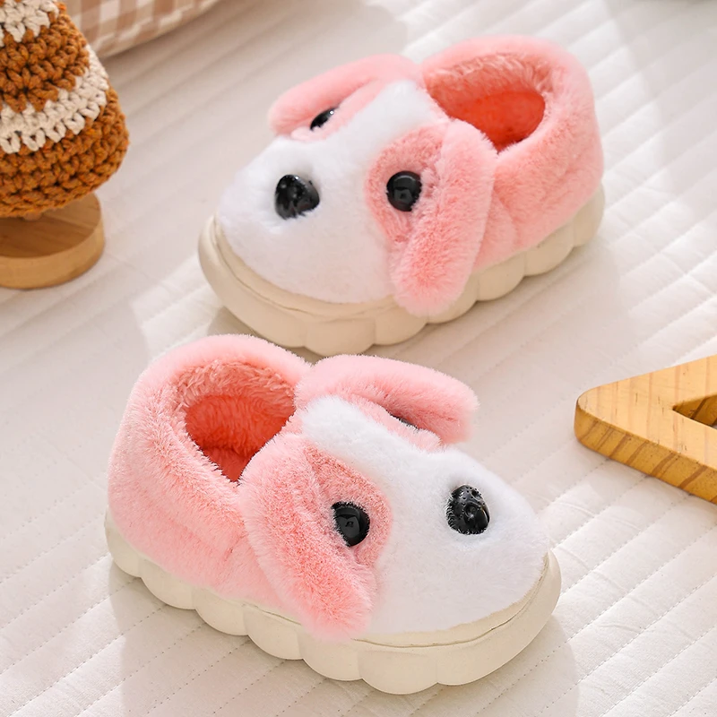 亲子款秋冬加绒加厚软底防滑保暖可爱卡通毛绒新款儿童包跟棉拖鞋