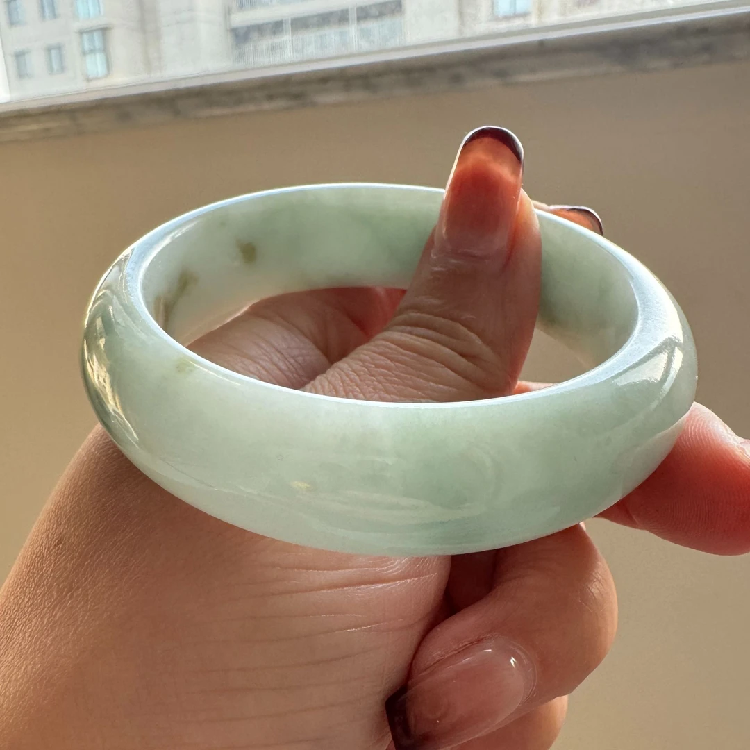 55正圈老坑种宽版轮胎镯缅甸天然A货翡翠手镯