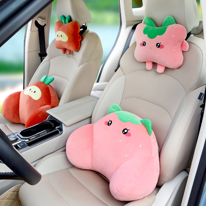 汽车内用头枕腰靠车载座椅颈椎护颈抱枕卡通可爱女靠垫一对靠枕