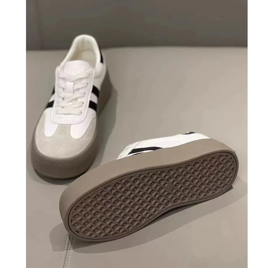 真皮德训鞋女春季2025新款内增高厚底休闲板鞋I03