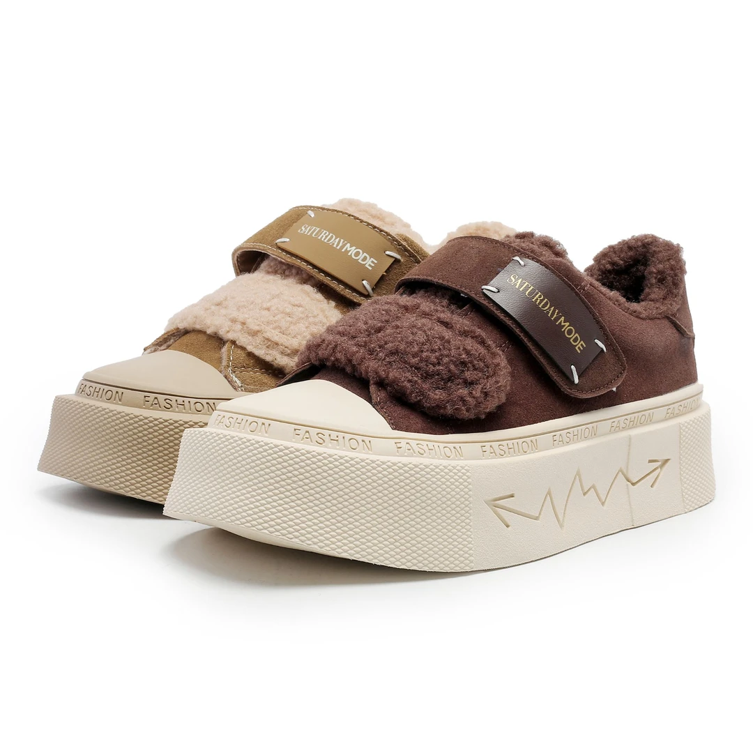 【超哥专属】【双子座】2024新款羊羔毛加绒厚底魔术贴休闲板鞋H14