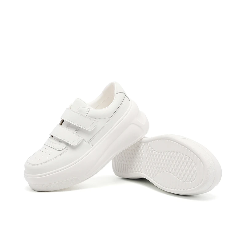 [大美专属]厚底小白鞋女2025新款增高魔术贴板鞋运动休闲鞋H13