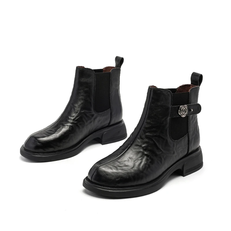 [贾公子]粗跟马丁靴女2024新款时尚秋冬加绒简约时装女靴H53