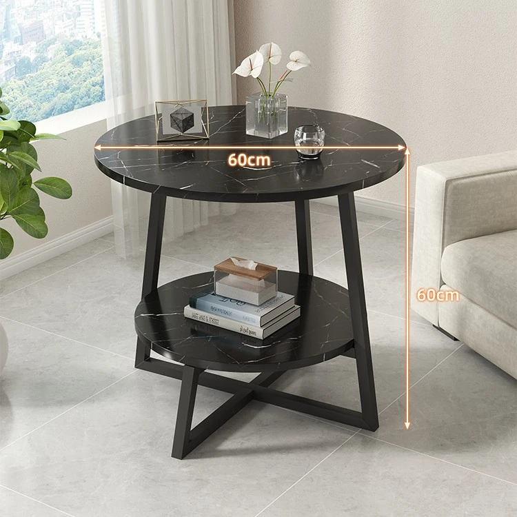 客厅家用茶几沙发边几阳台小型简约仿大理石小桌子现代圆形茶几桌