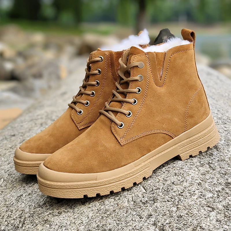 休闲马丁靴男冬季高帮东北加绒加厚工装鞋防滑保暖棉鞋英伦大黄靴