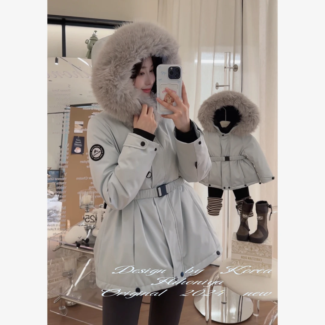 【塞纳河畔】二Hihoniya~2024冬季亲子蓝色90白鸭绒杜邦三防羽绒服