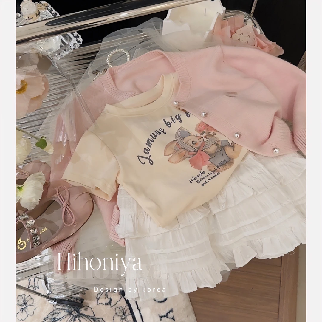 【复古小兔】二Hihoniya~2024夏季小兔子印花亲子百搭短袖女童