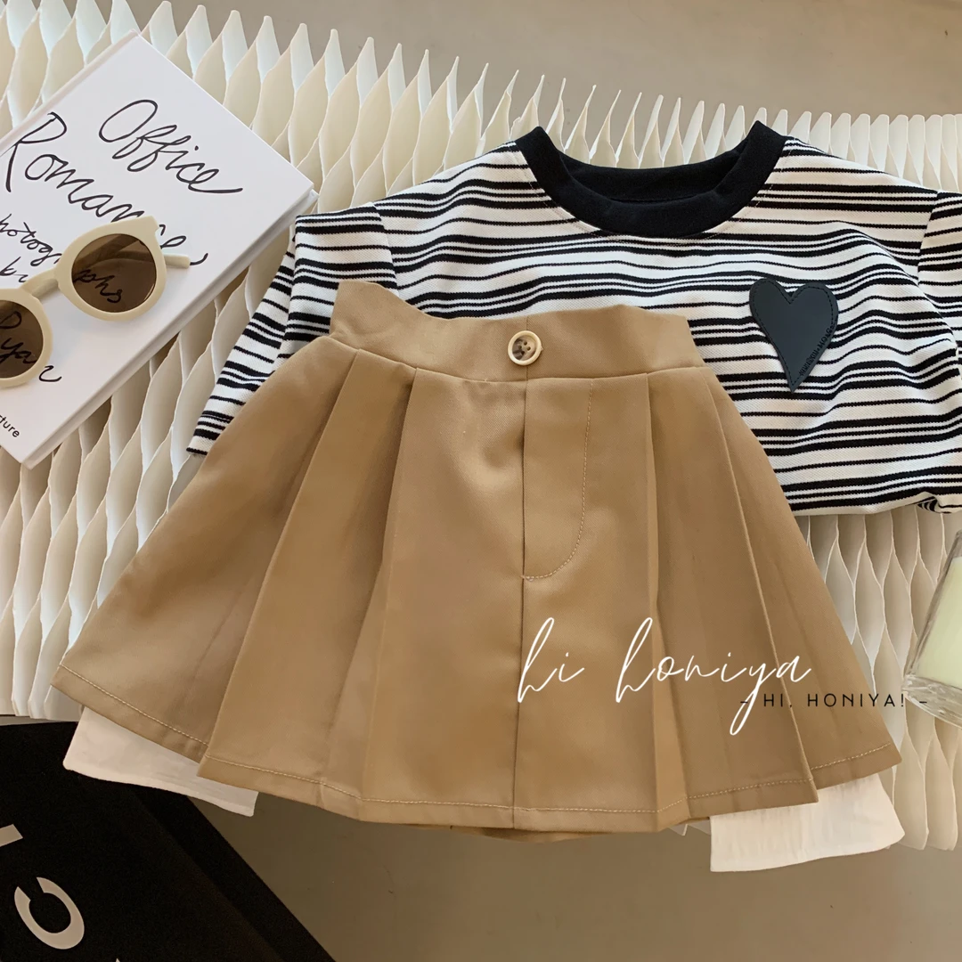 （2店）Hihoniya～【生椰拿铁】2023卡其色百褶亲子裙裤童装