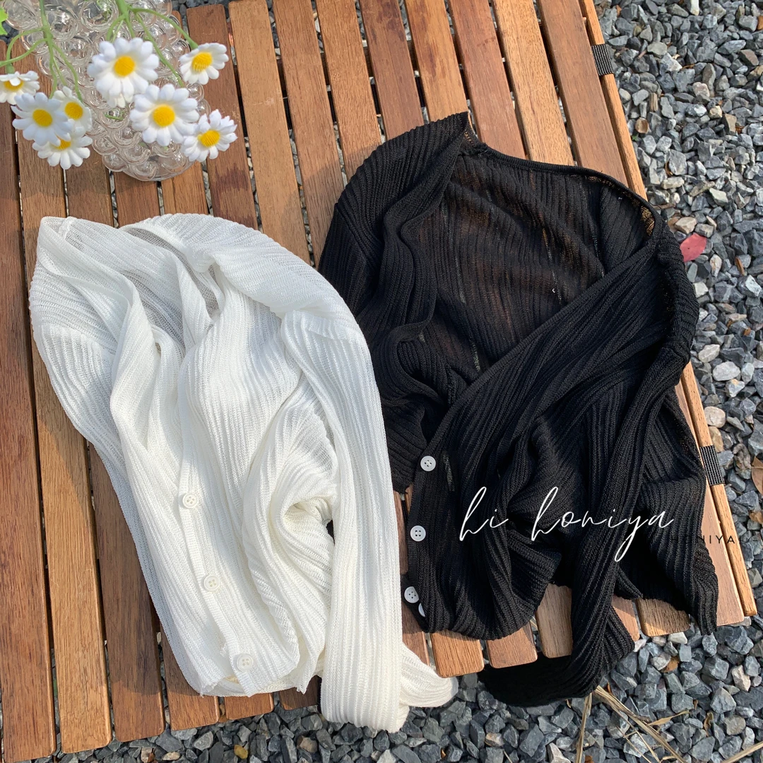 xian【妈妈开衫】草坪约会Hihoniya～2023新品纯色镂空开衫童装韩版