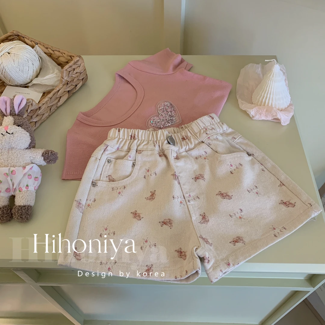 xian【小熊短裤】二Hihoniya~2024夏季新款亲子小熊印花韩版短裤