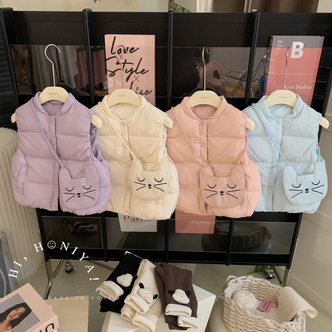现【缤纷多彩】Hihoniya~2023新品纯色儿童羽绒服马甲韩版童装