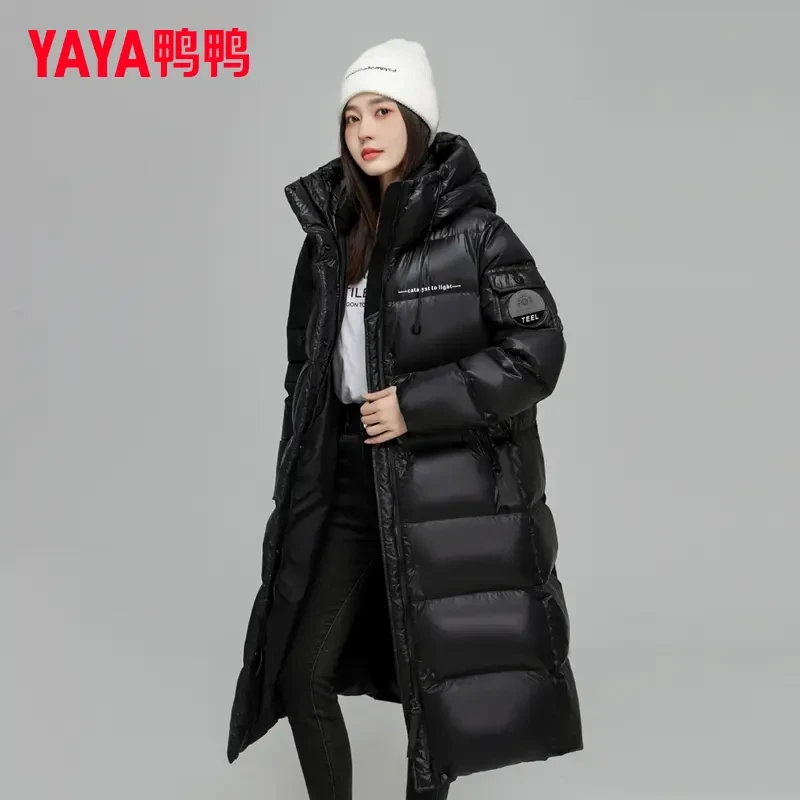 YAYA/鸭鸭2023冬季户外高端中长款过膝时尚黑长羽绒服YE3B625299M