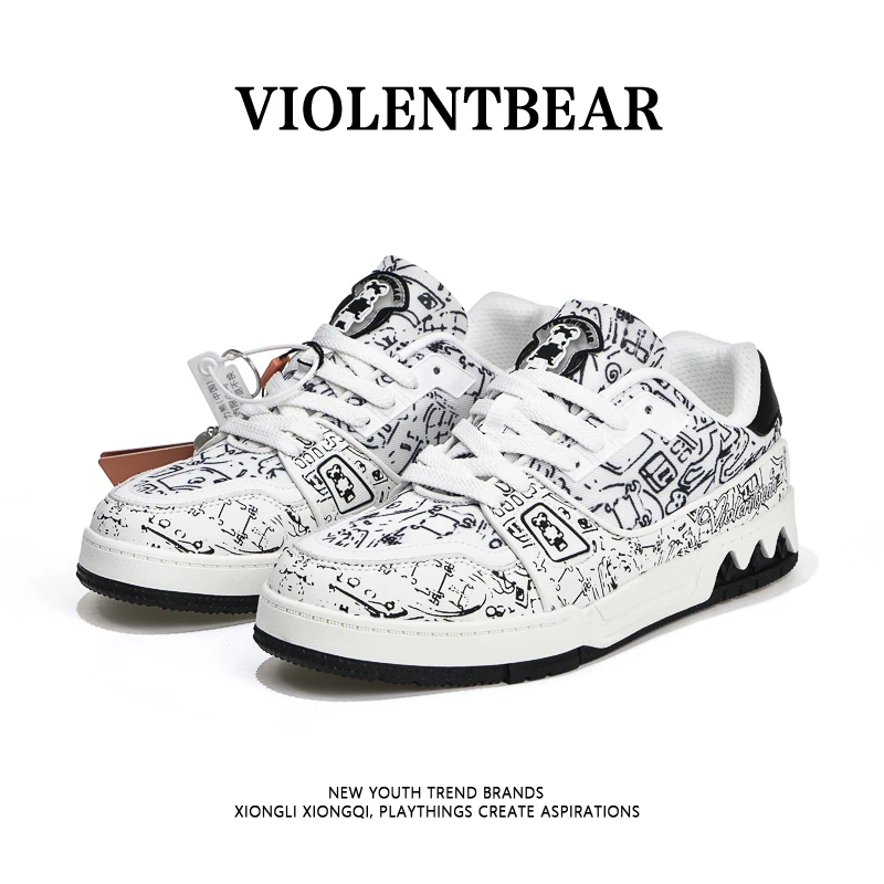 Violentbear/暴力熊涂鸦潮鞋轻奢时尚情侣鞋春夏百搭休闲低帮板鞋