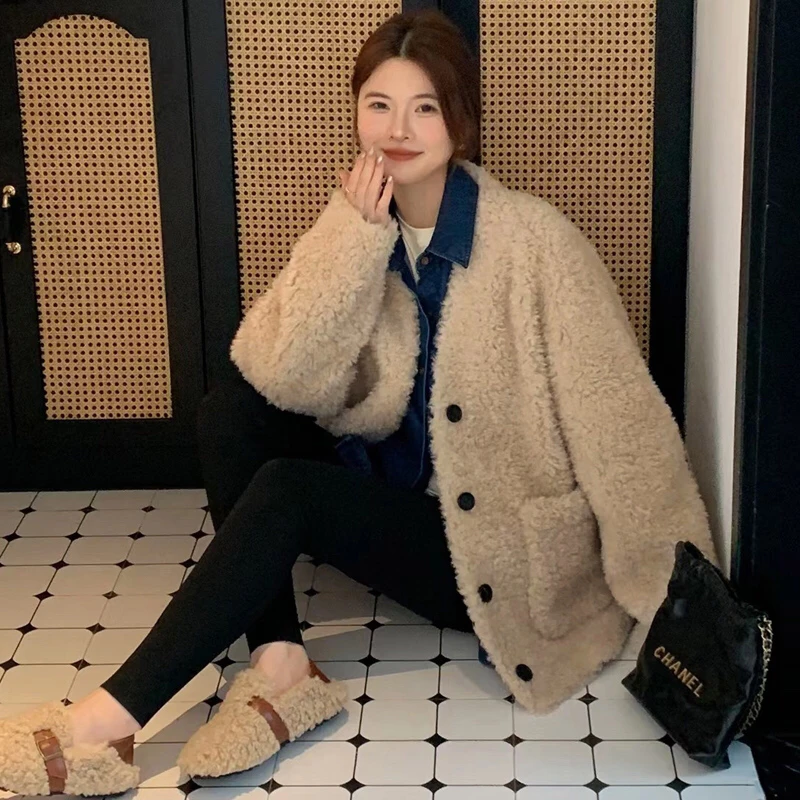北海道大小姐 2025冬季时尚新款休闲羊羔毛皮毛一体羊剪绒外套