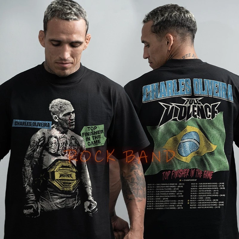 UFC奥利维拉t恤VTG联名训练服美式复古宽松高街头t恤长袖UFC短袖