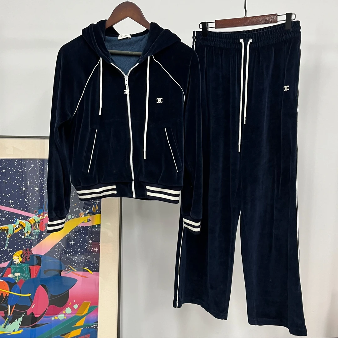 99新 瑟琳Celine 潘郝帅严选丨丝绒运动套装00038