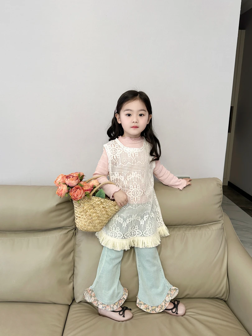 RBCK-17 吊带背心裙 粉色内搭 花边牛仔裤套装