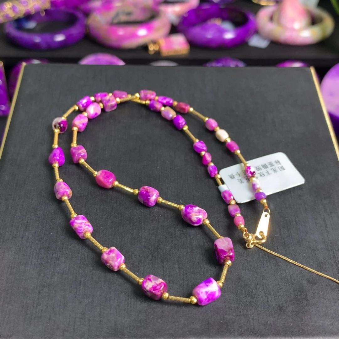 【闪购商品】苏纪石（舒俱来）笔刷桃红项链18K金镶嵌