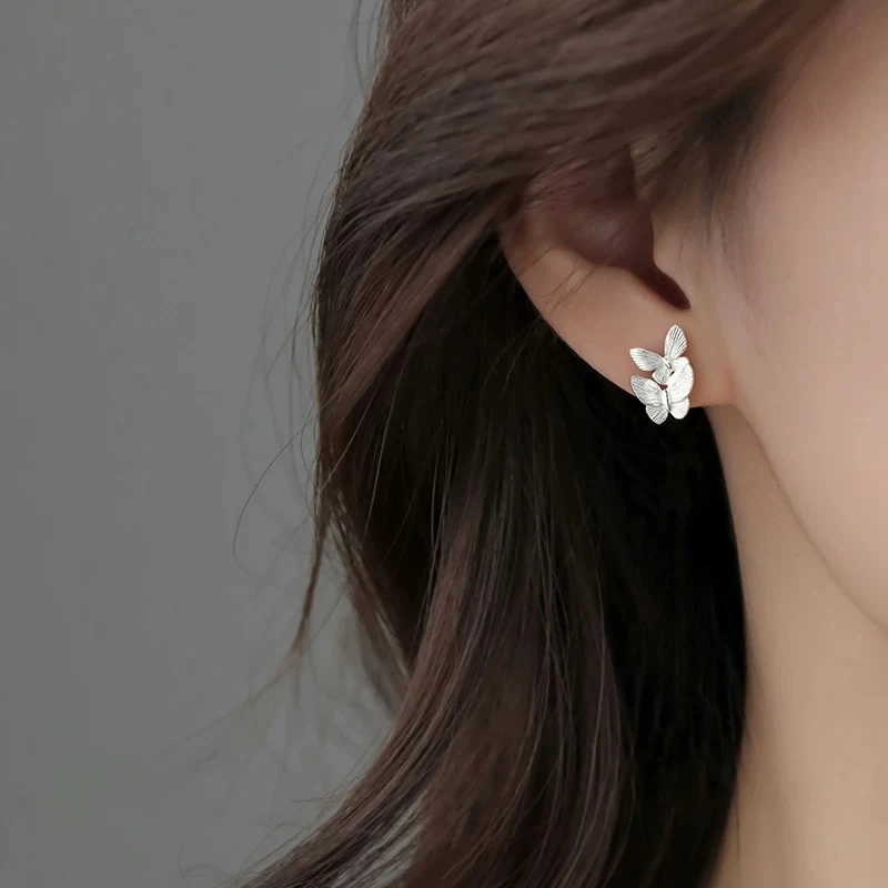 足银耳饰 蝴蝶耳钉足银990爆款新款高级感耳环女轻奢小众耳钉仙气