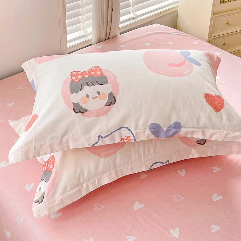 全棉纯棉棉枕成人枕头套一对装家用简约套枕可爱学生宿舍单只加厚