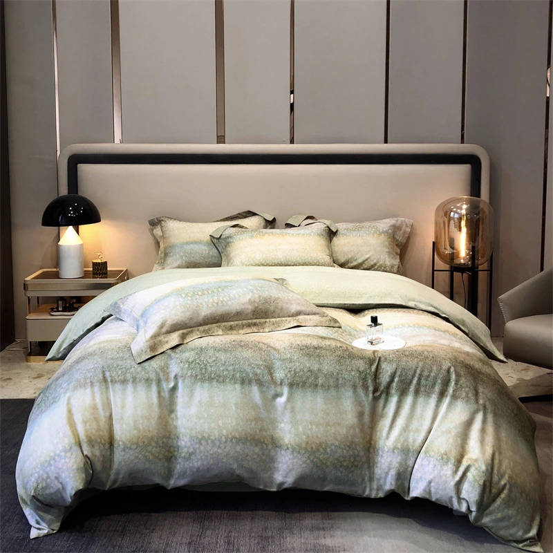 2024年金太阳全棉环保磨毛+床单圆角双层拼边轻奢印花四件套加厚