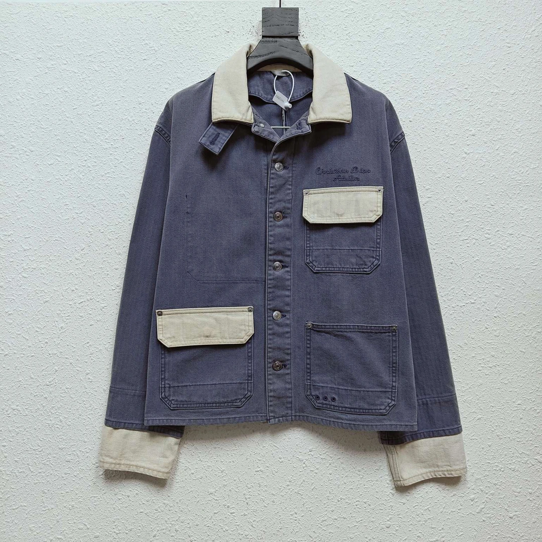 Dior homme 蓝白刺绣工装牛仔外套 尺码/50成色/全新存放 YH12563