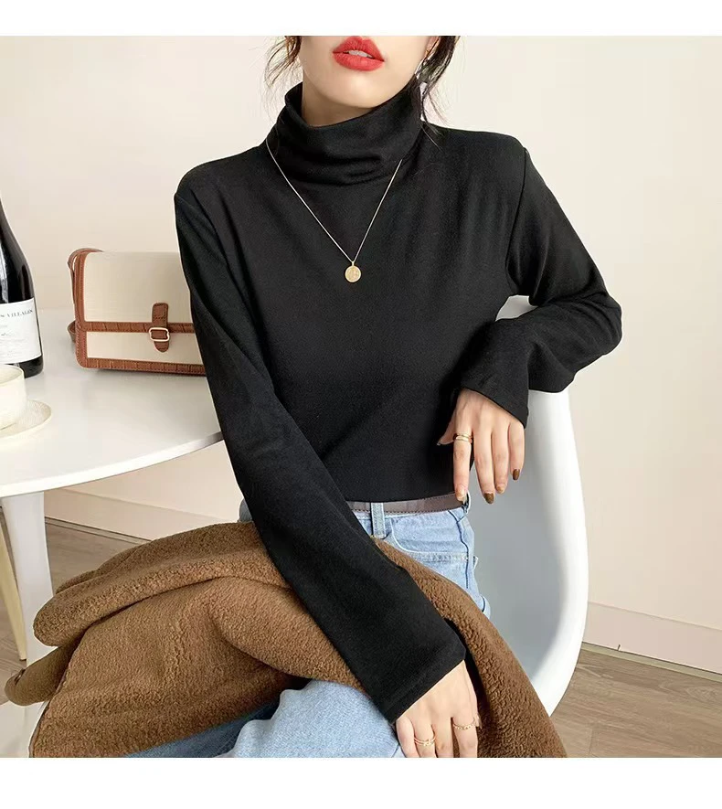 新疆包邮“香草可颂”6669-94#赔钱清货no退加绒高领打底（衣长62）