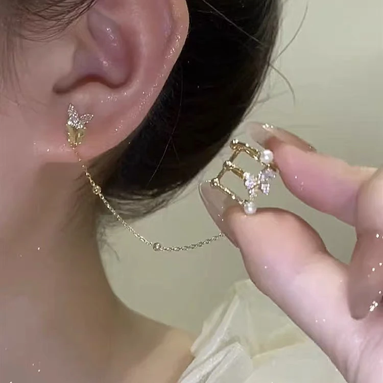 非金属亚克力耳饰 新疆包邮-SP120#时尚款蝴蝶耳夹